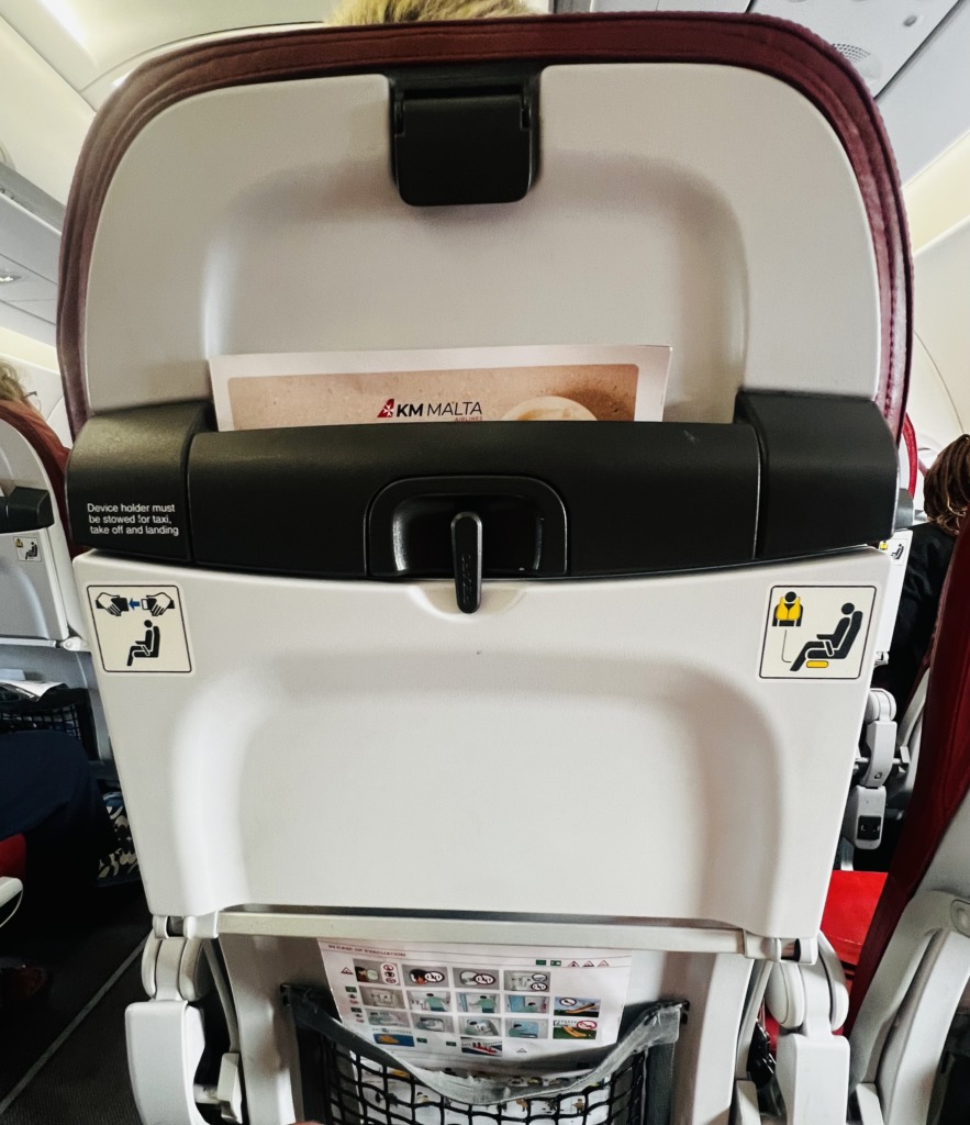 Le siège en business class sur le vol Air Malta KM306 entre Malte et Munich