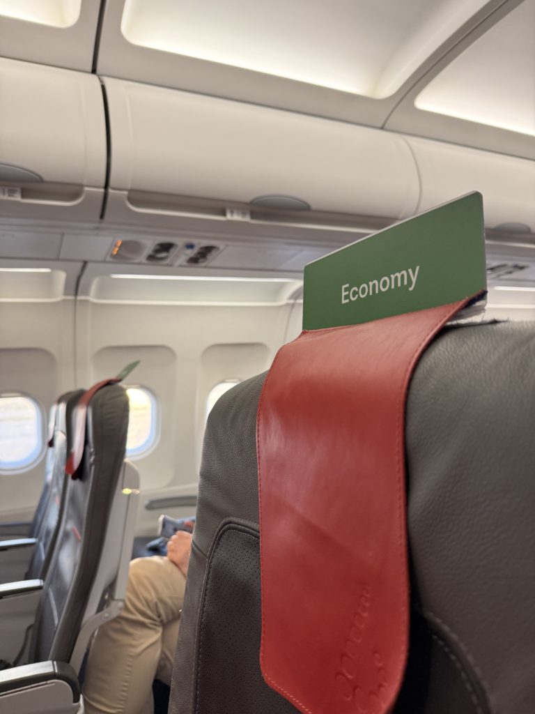 Un séparateur de classe dans un Airbus A319 de Brussels Airlines