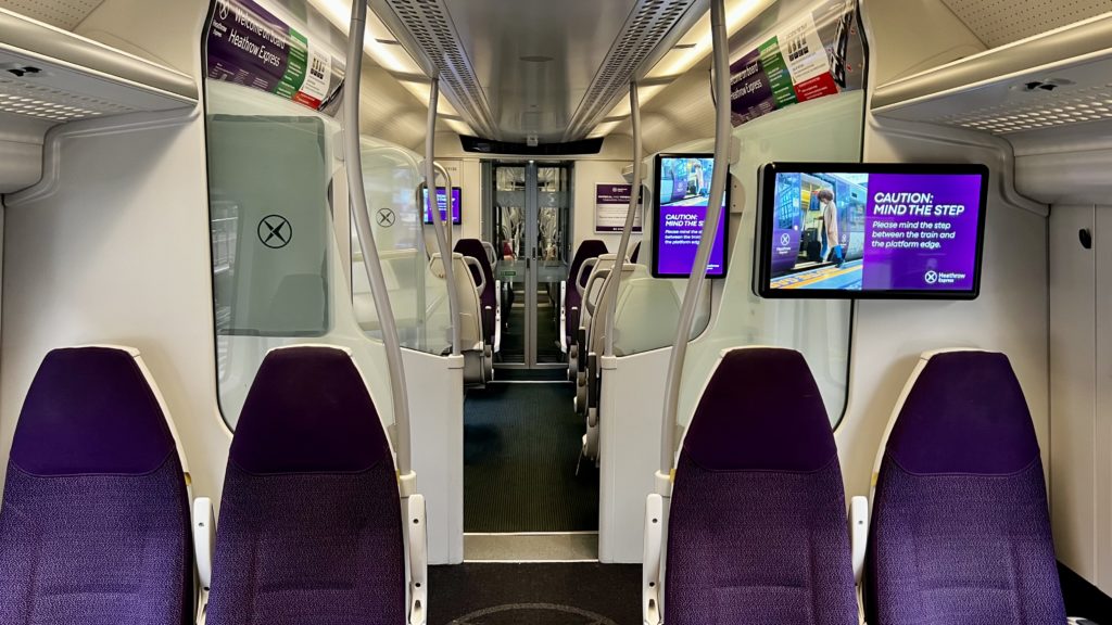 L'intérieur d'une rame Heathrow Express en classe Standard